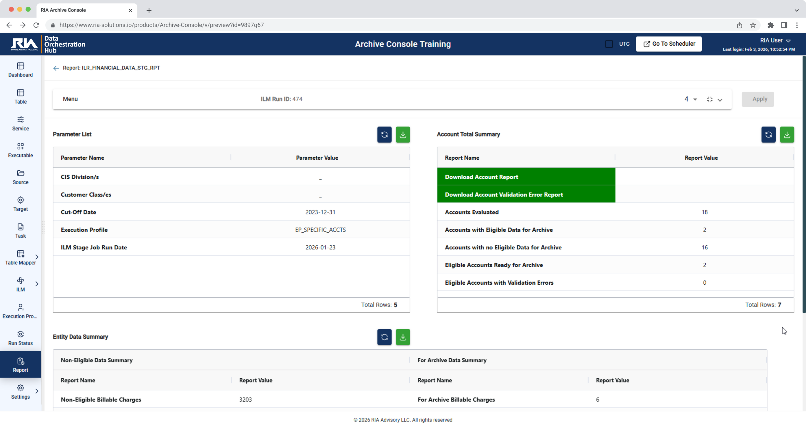 Archive Console product interface
