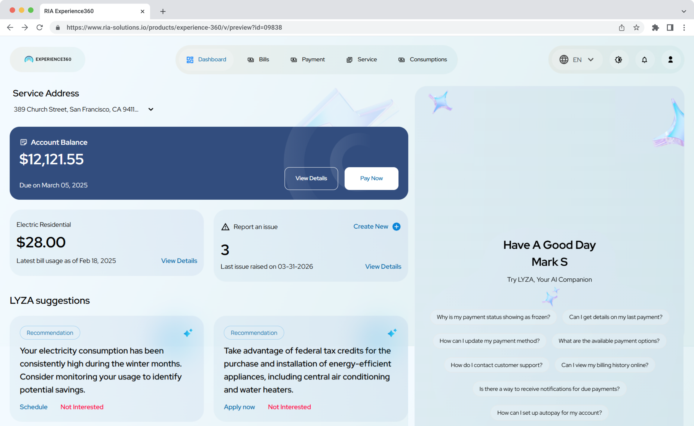 Experience 360 product interface